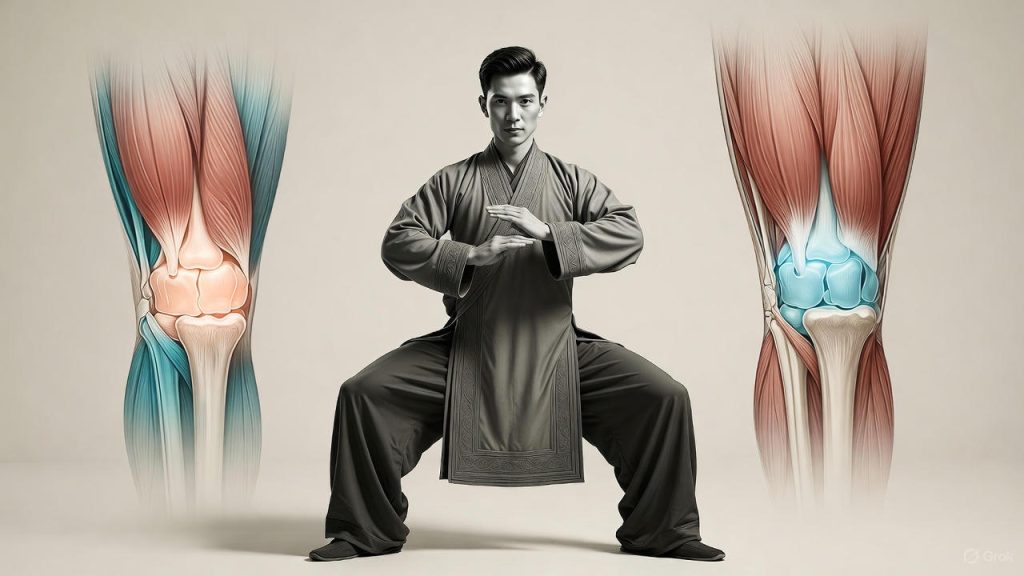 Tập võ có hại khớp không – hình ảnh minh họa người tập võ đúng tư thế giúp bảo vệ xương khớp gối, vai và cột sống