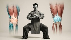 Tập võ có hại khớp không – hình ảnh minh họa người tập võ đúng tư thế giúp bảo vệ xương khớp gối, vai và cột sống