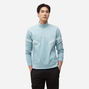 Áo Đánh Golf Nam Descente Spirit Printing Loosefit Half Neck - Xanh Dương