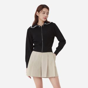 Áo Khoác Golf Nữ Descente Wide Collar Cardigan - Đen