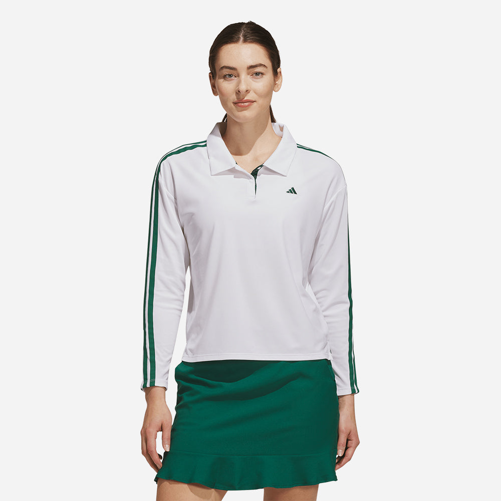 Áo Polo Nữ Adidas Climacool 3-Stripes Long Sleeve - Trắng